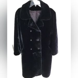 Borgazia Faux Fur Womens Double Breasted Coat